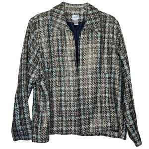 Chicos Metallic Tweed Zipper Jacket